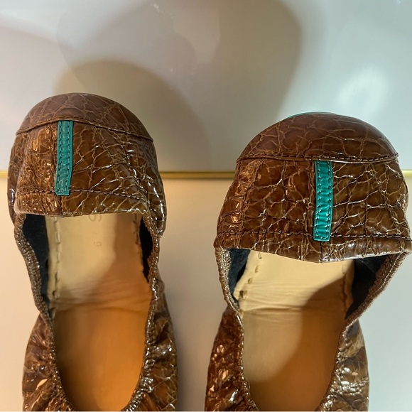 Tieks Women's Italian Leather Brown Croc Ballet Flats - Office 01 - Picture 7 of 15